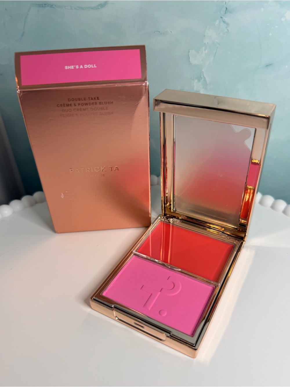 Patrick Ta Double-Take Crème & Powder Blush Duo — She's A Doll Pink & Coral